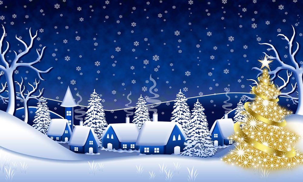 weihnachten schnee baum golden