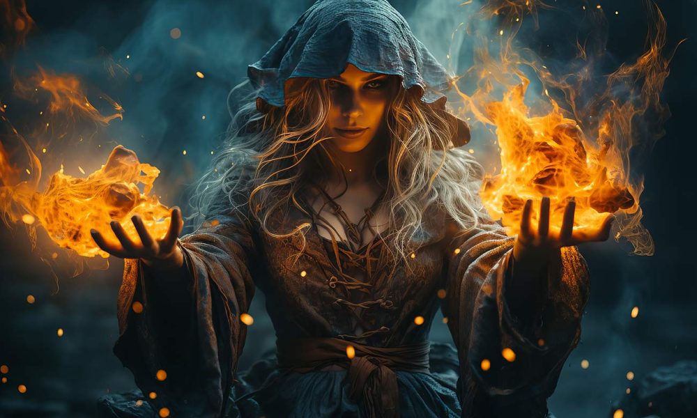 Frau mit Feuer