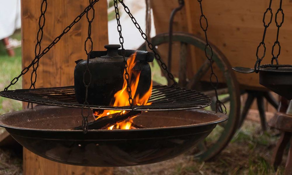 Feuerschale auf Mittelaltermarkt